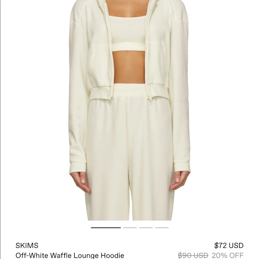 SKIMS WAFFLE SET. HOODIE. BRA. JOGGERS. OFF WHITE.